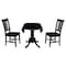 International Concepts Round 42 in Dual Drop Leaf Table with 2 San Remo Chairs, Black, 42 W, 42 L, 29.75 in H, Wood, Black K46-42DP-C10 - alternate 3